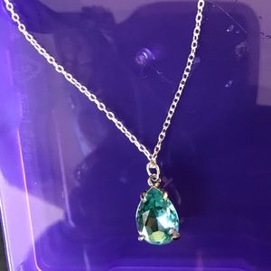Light blue tear shaped pendant with chain